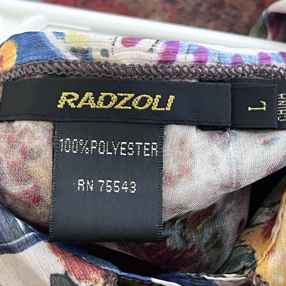 Radzoli Sheer Floral Boho Botanical Sz L Button Down Front Tunic Top - Picture 7 of 9